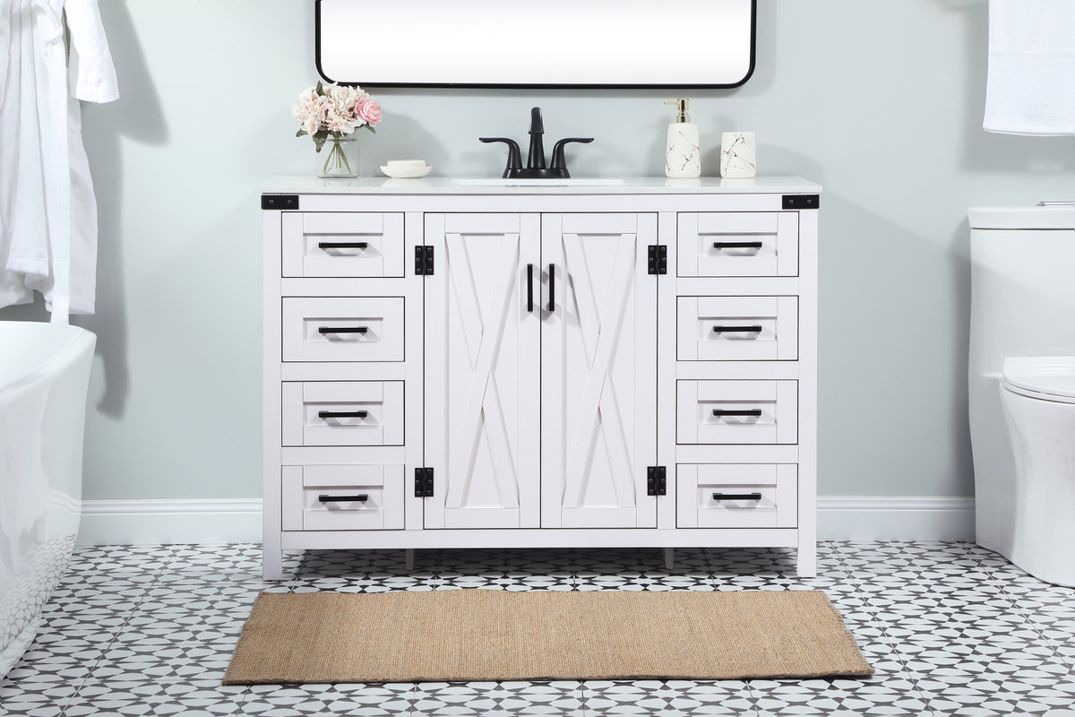 48 inch Single bathroom vanity in white