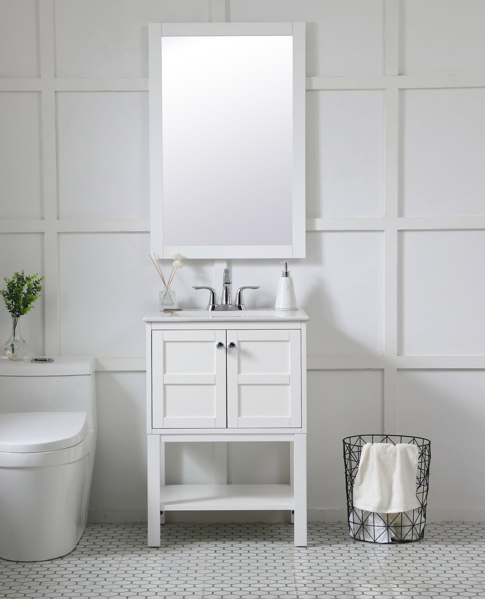 Aqua rectangle vanity mirror 24 inch in White