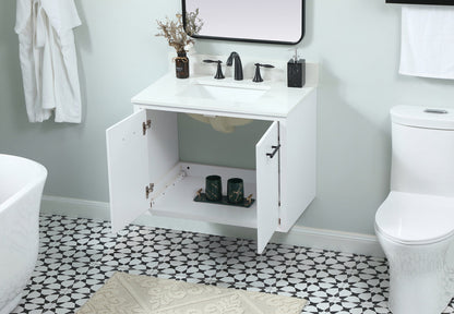 30 inch Single bathroom vanity in white with backsplash