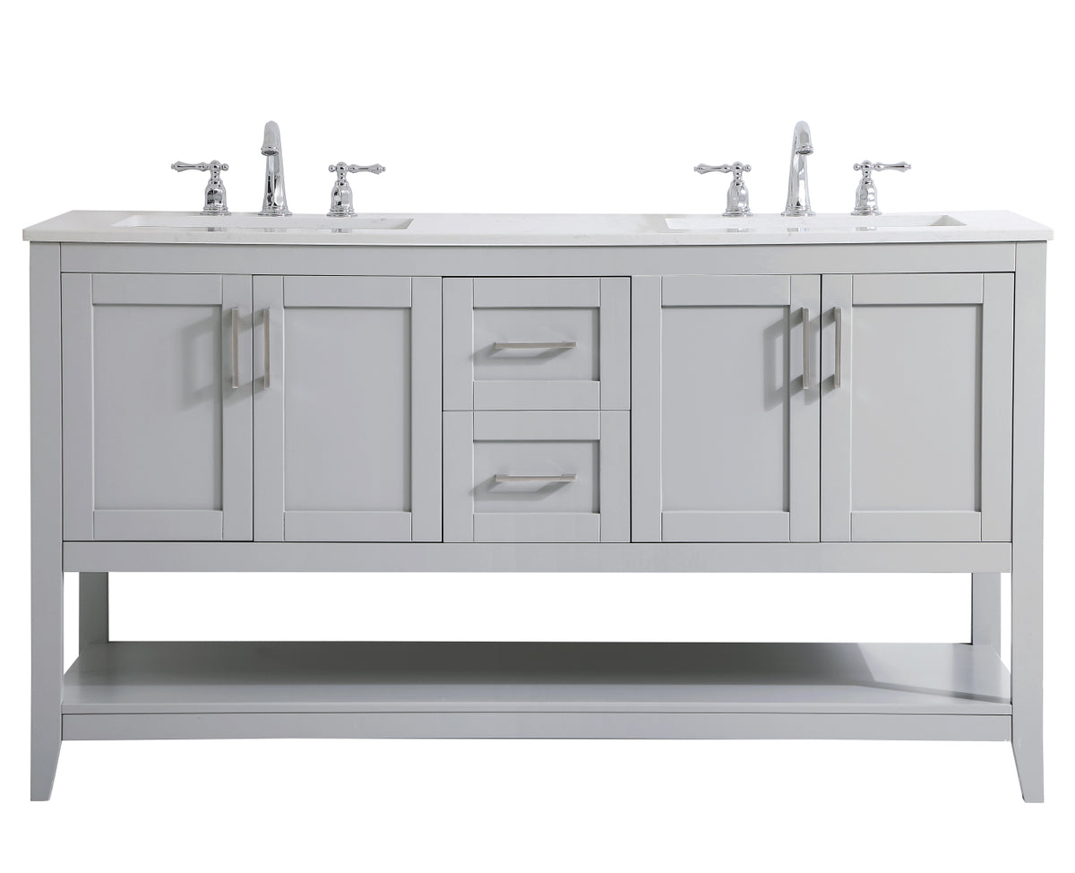 60 inch Double Bathroom Vanity in Grey