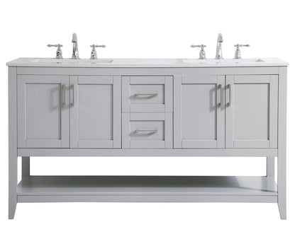 60 inch Double Bathroom Vanity in Grey