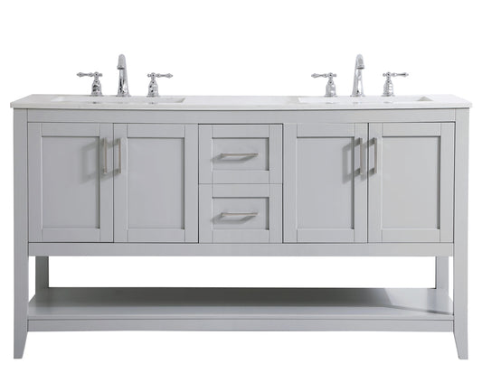 60 inch Double Bathroom Vanity in Grey