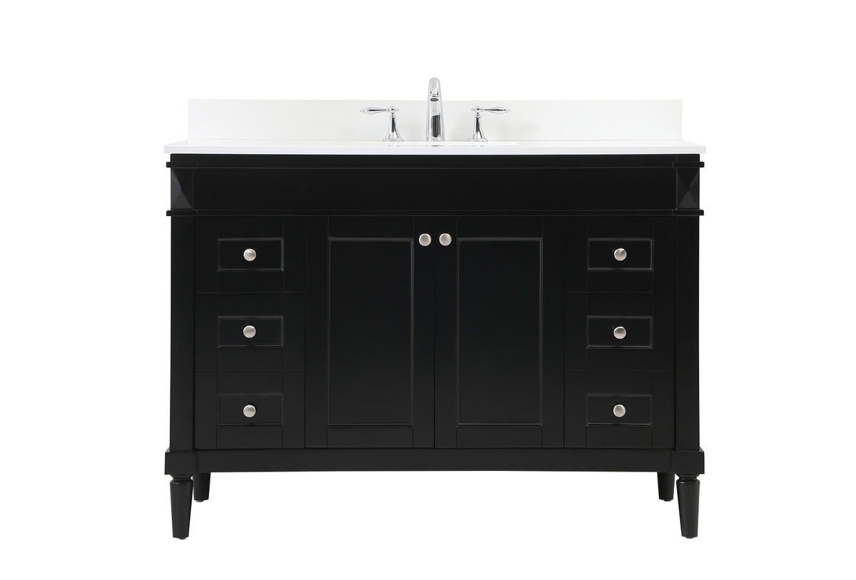 48 inch Single bathroom vanity in black with backsplash
