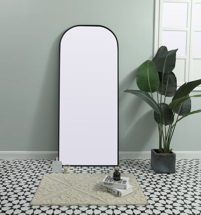 Metal Frame Arch Full Length Mirror 28x66 Inch in Black