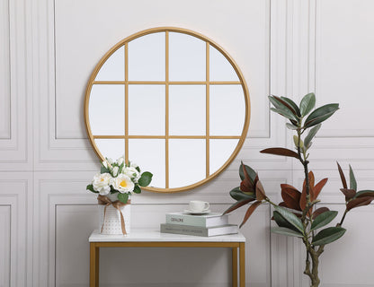 Metal windowpane mirror 28 inch x 28 inch in Brass