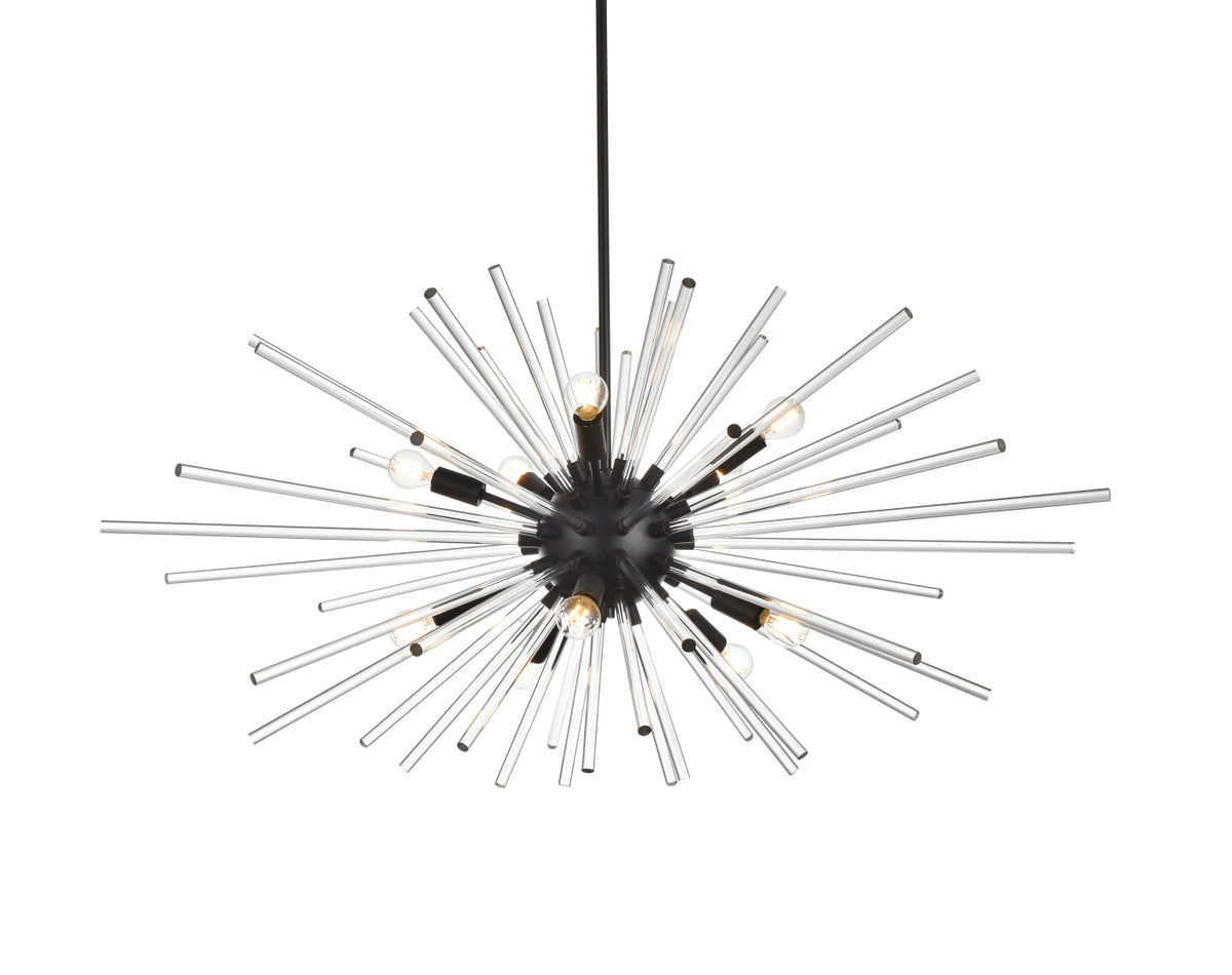 Sienna 46 inch crystal rod pendant in black