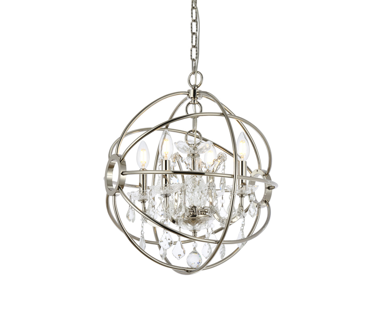 Geneva 4 light polished nickel Pendant Clear Royal Cut crystal