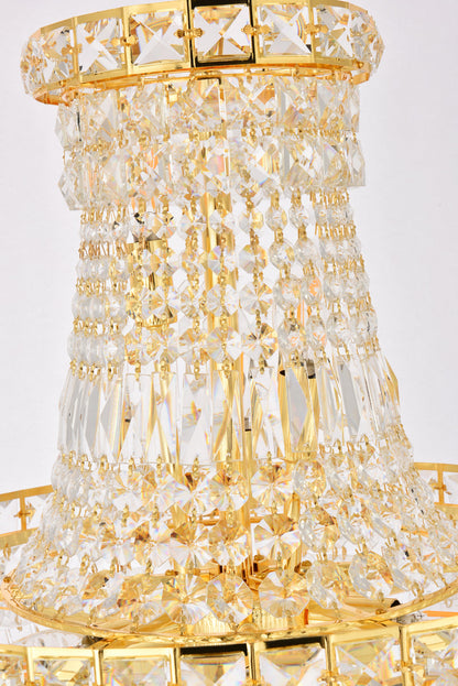 Tranquil 12 light Gold Pendant Clear Royal Cut Crystal