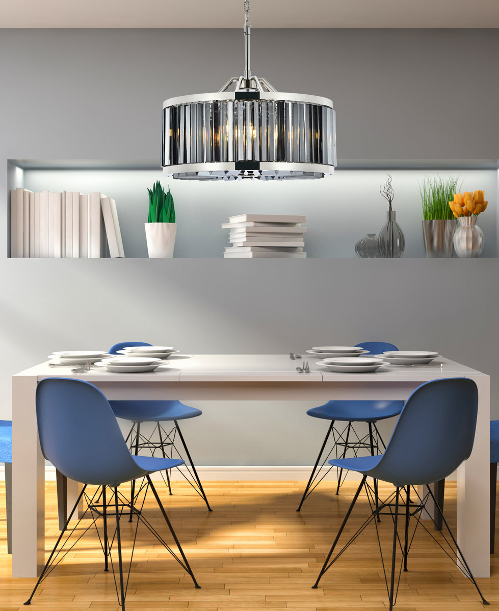 Chelsea 8 light polished nickel Chandelier Silver Shade (Grey) Royal Cut Crystal