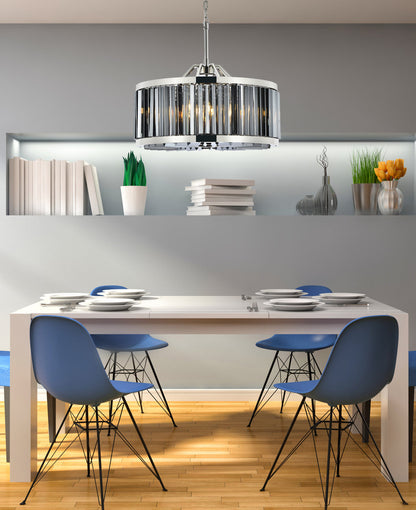 Chelsea 8 light polished nickel Chandelier Silver Shade (Grey) Royal Cut Crystal