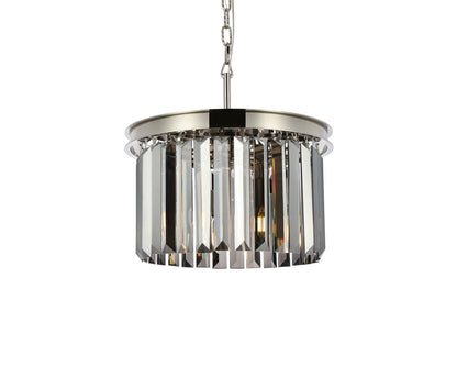 Sydney 3 light polished nickel Pendant Silver Shade (Grey) Royal Cut Crystal