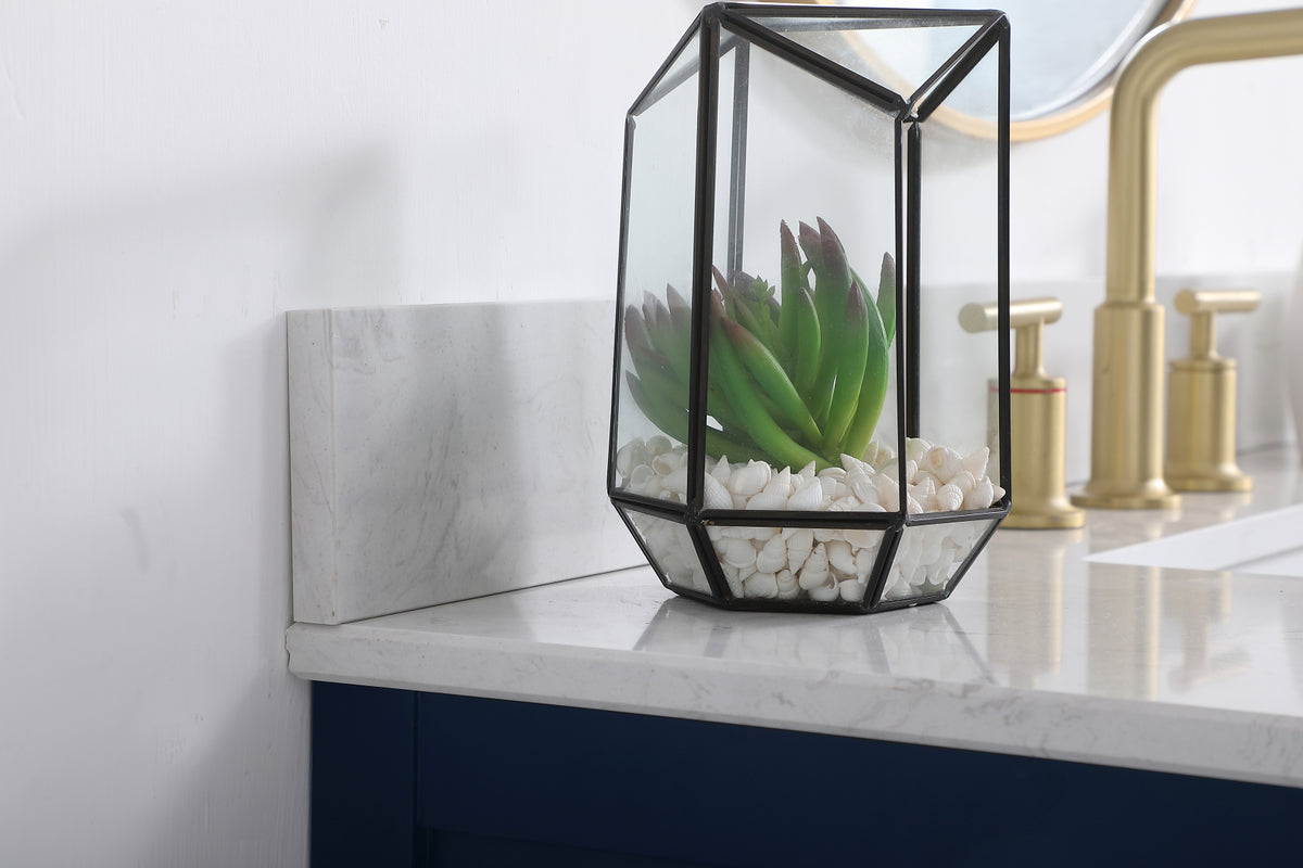 42 inch Single bathroom vanity in blue with backsplash