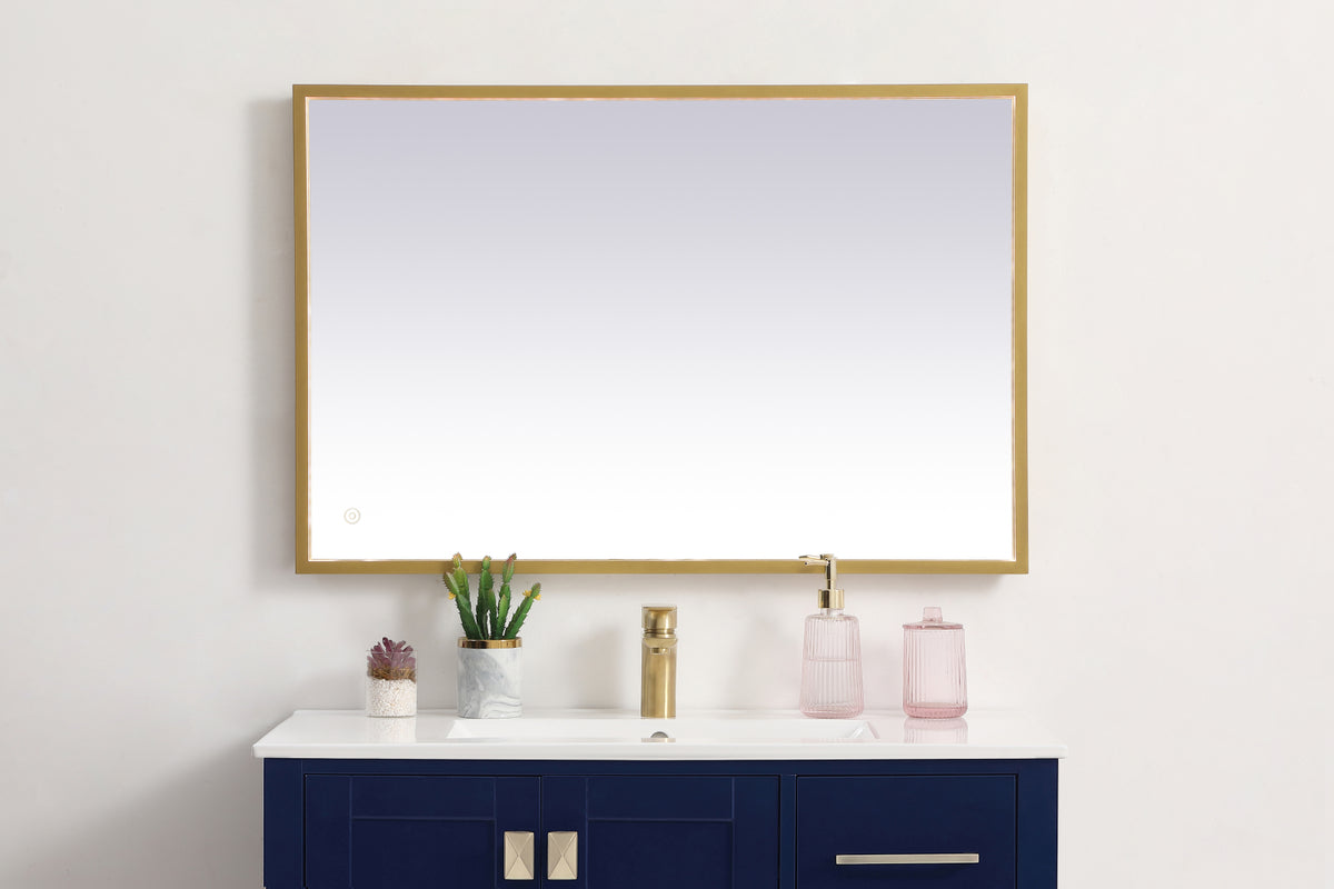 Pier 24x36 inch LED mirror with adjustable color temperature 3000K/4200K/6400K in brass