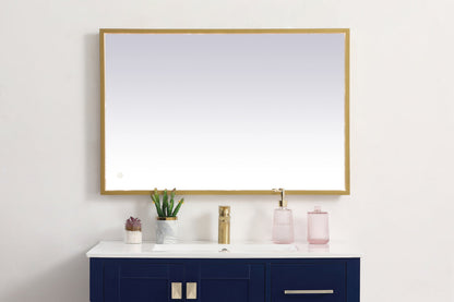 Pier 24x36 inch LED mirror with adjustable color temperature 3000K/4200K/6400K in brass