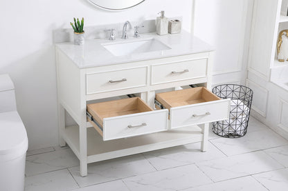 42 inch Single bathroom vanity in white with backsplash