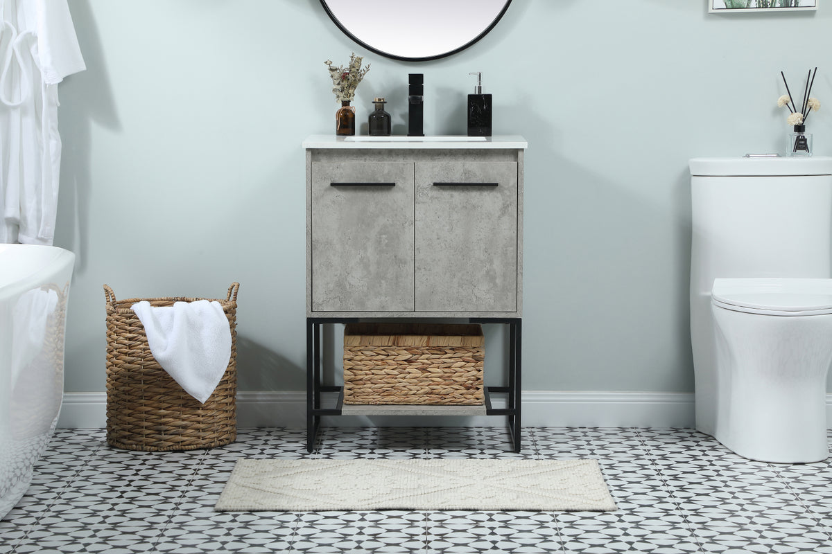 24 inch Single bathroom vanity in concrete grey