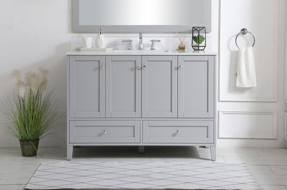 48 inch Single Bathroom Vanity in Grey with Backsplash