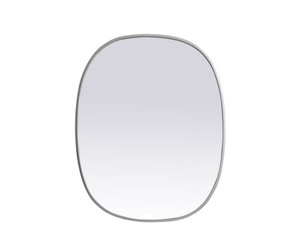 Metal Frame Oval Mirror 24x30 Inch in Silver