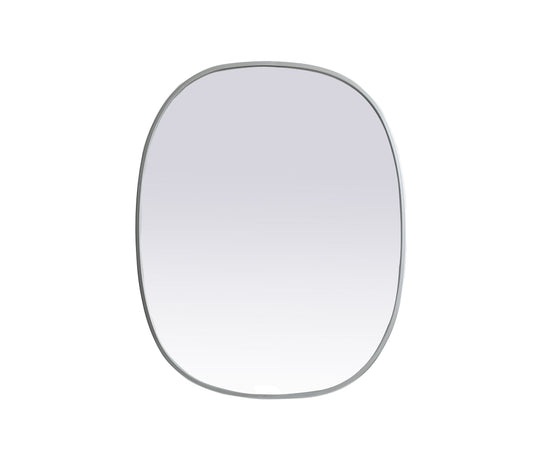 Metal Frame Oval Mirror 24x30 Inch in Silver