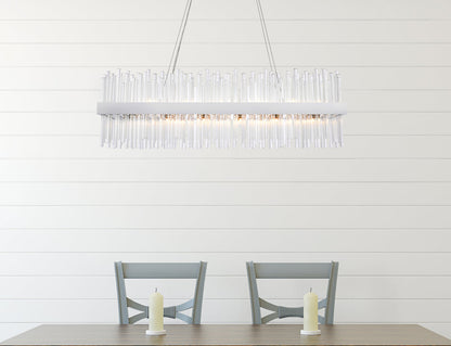 Dallas 42 inch rectangle crystal pendant in chrome