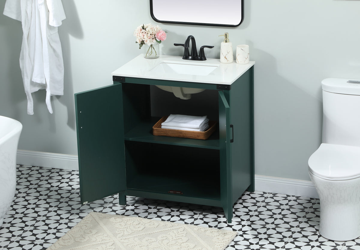 30 inch Single bathroom vanity in green