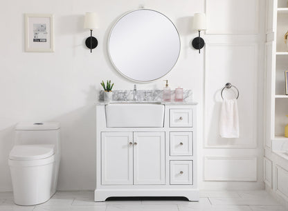 36 inch Single bathroom vanity in white with backsplash