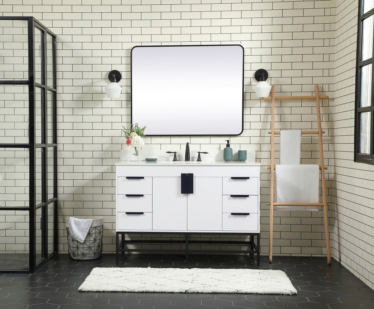48 inch Single bathroom vanity in white with backsplash