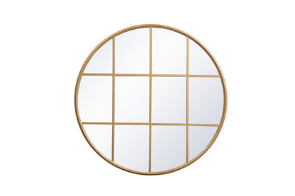 Metal windowpane mirror 36 inch x 36 inch in Brass
