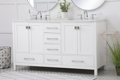 60 inch Double Bathroom Vanity in White