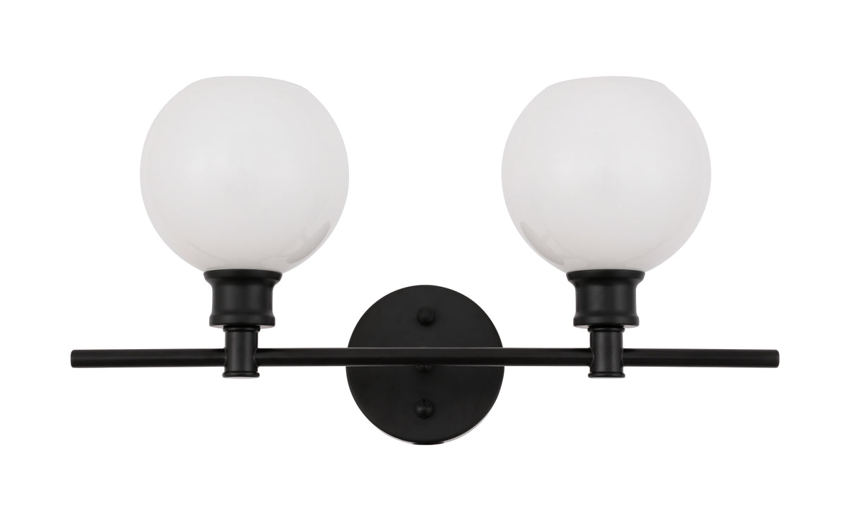 Collier 2 light Black and Frosted white glass Wall sconce
