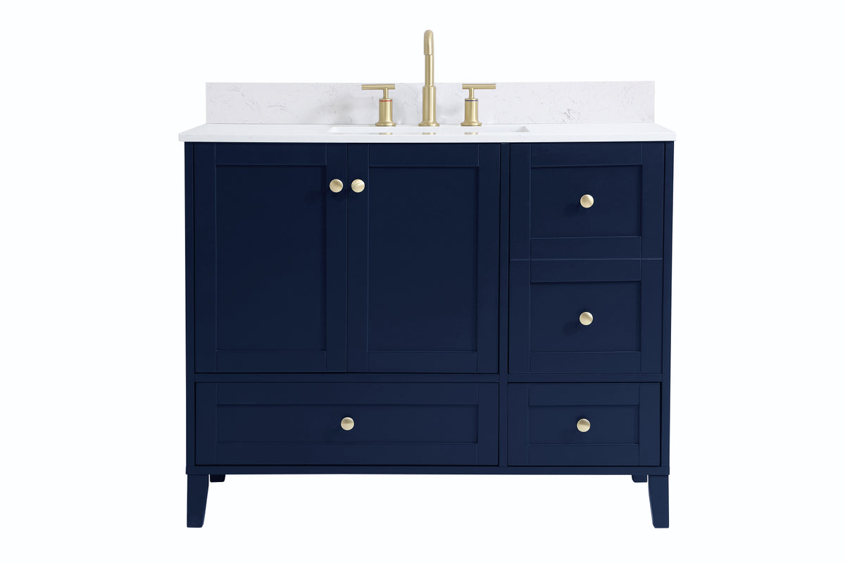 42 inch Single Bathroom Vanity in Blue with Backsplash