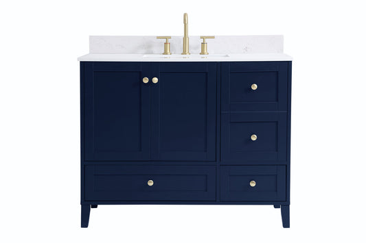 42 inch Single Bathroom Vanity in Blue with Backsplash