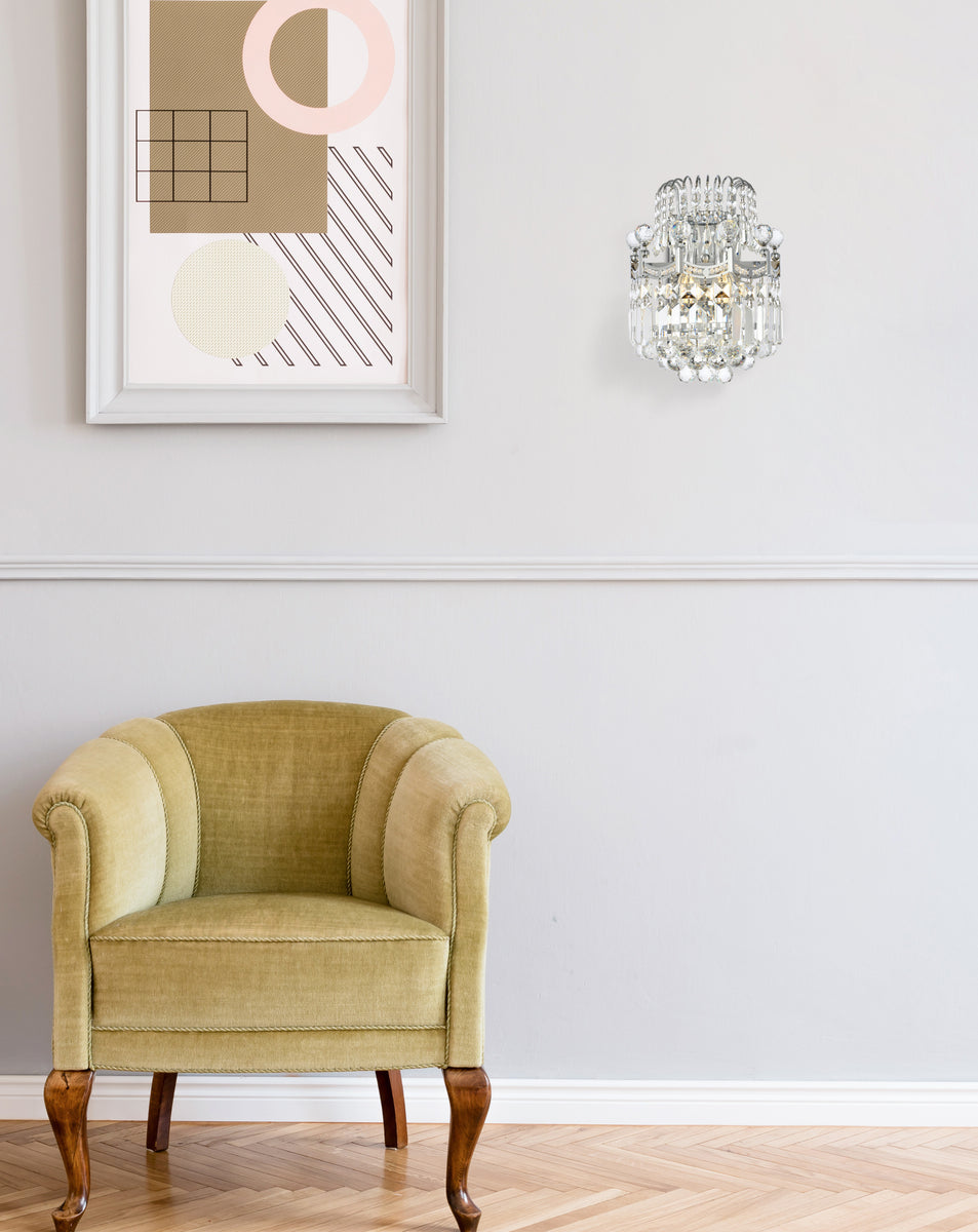 Corona 2 light Chrome Wall Sconce Clear Royal Cut Crystal