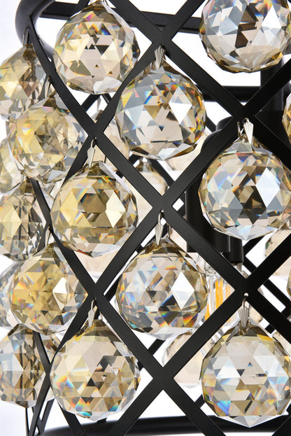 Madison 4 light Matte Black Pendant Golden Teak (Smoky) Royal Cut Crystal