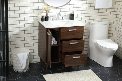 30 inch bathroom vanity in Walnut with backsplash