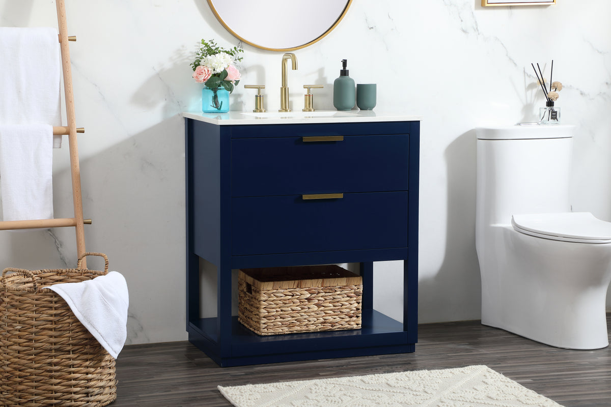 30 inch Single bathroom vanity in blue