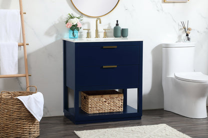 30 inch Single bathroom vanity in blue