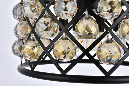 Madison 4 light Matte Black Pendant Golden Teak (Smoky) Royal Cut Crystal