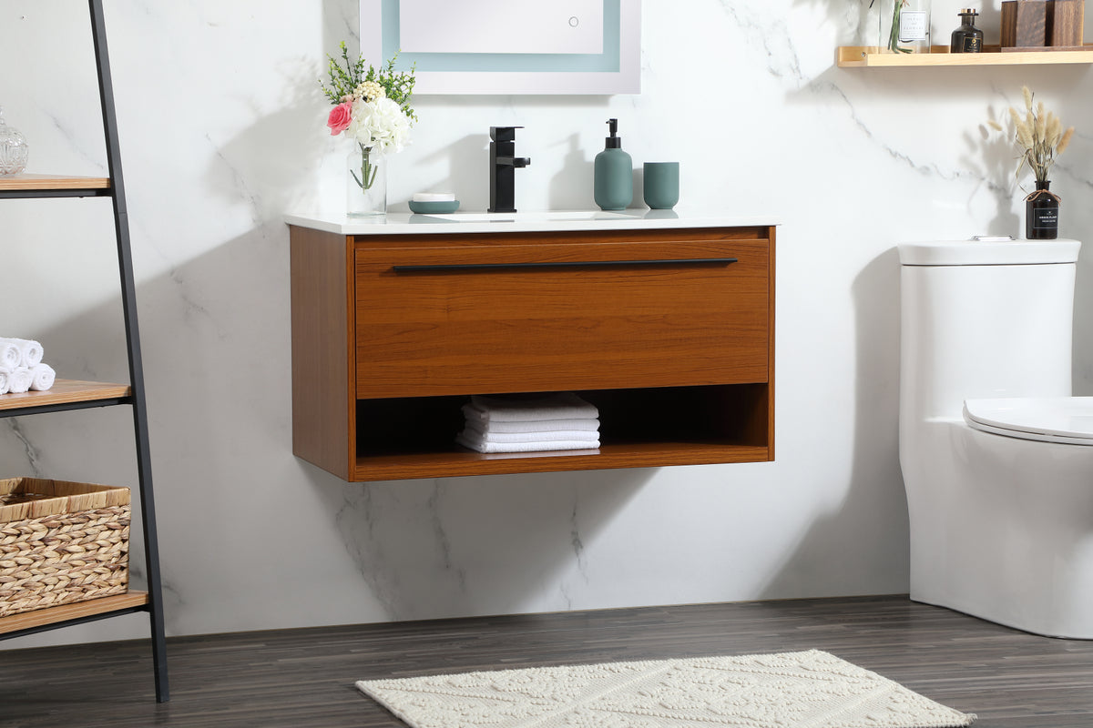 36 inch Single bathroom vanity in teak