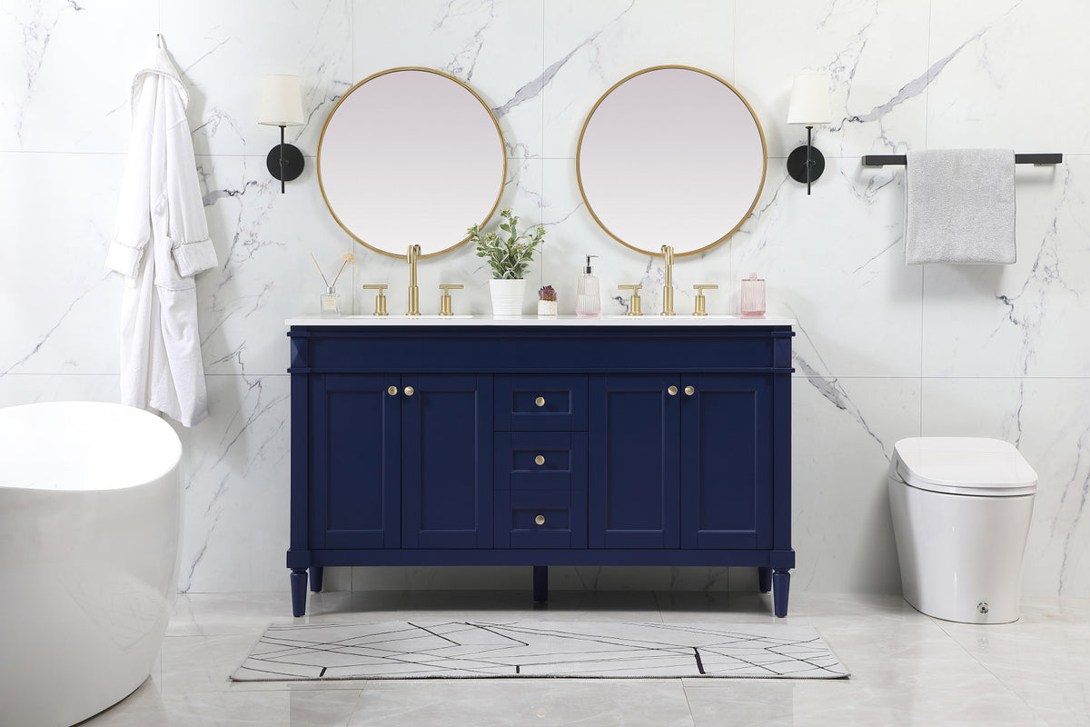 60 inch double bathroom vanity in blue