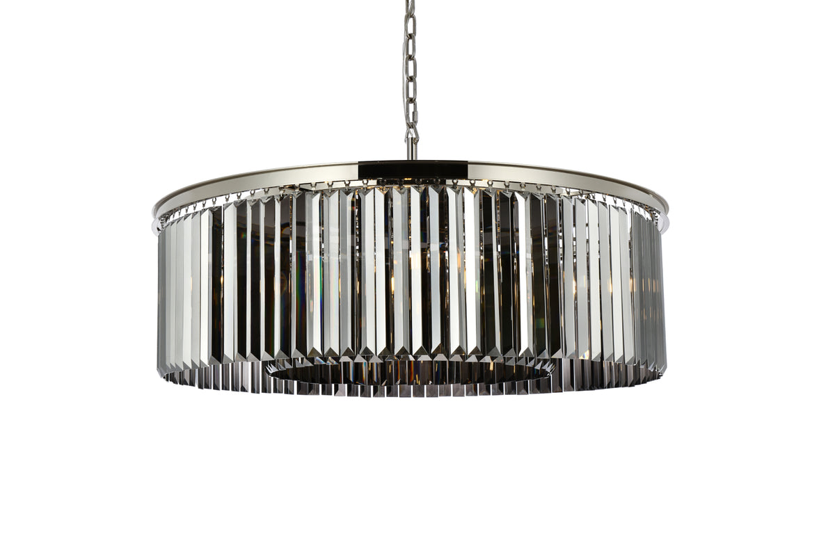 Sydney 10 light polished nickel Chandelier Silver Shade (Grey) Royal Cut Crystal