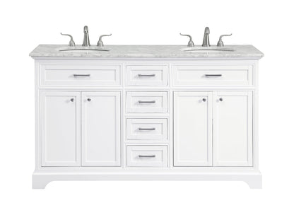 60 In. Double Bathroom Vanity Set In White
