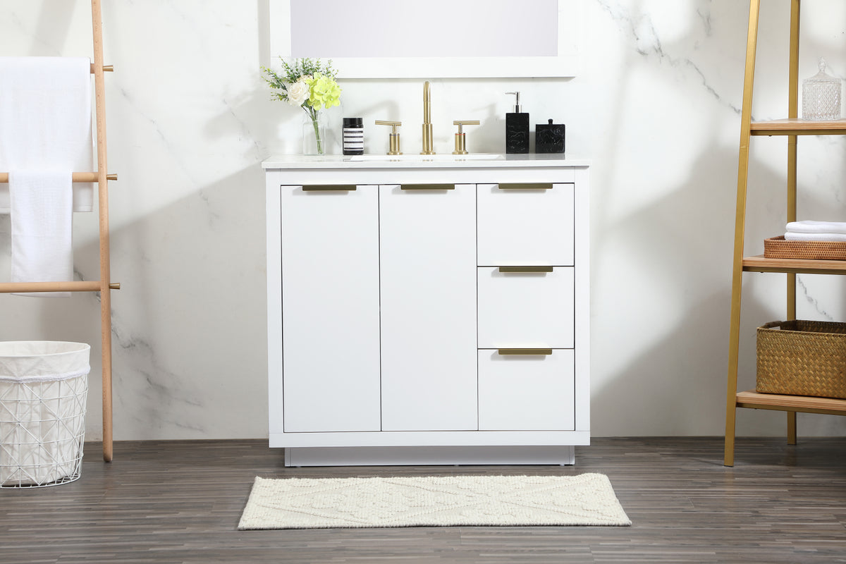 36 inch Single bathroom vanity in white