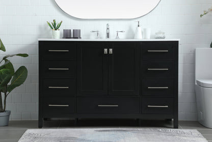 54 Inch SIngle Bathroom Vanity In Black