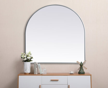 Metal Frame Arch Mirror 36x36 Inch in Silver