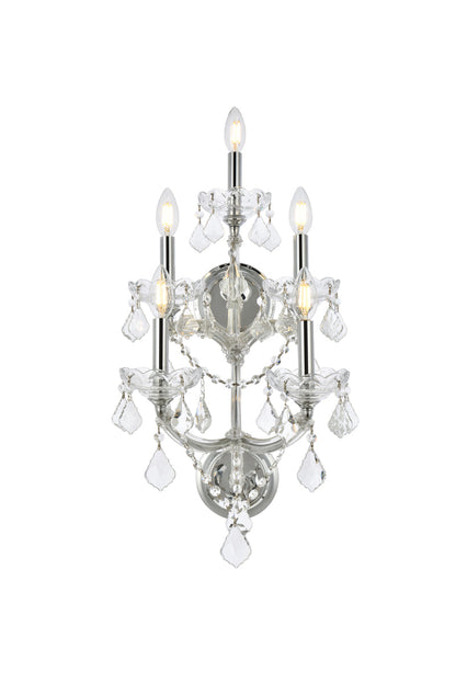 Maria Theresa 5 light Chrome Wall Sconce Clear Royal Cut Crystal
