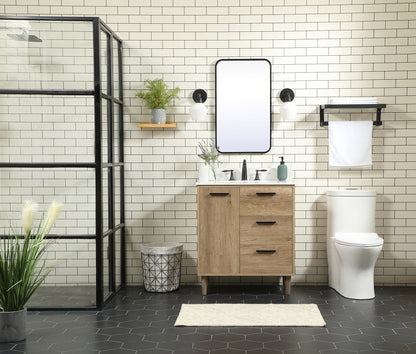 30 inch Single bathroom vanity in natural oak with backsplash