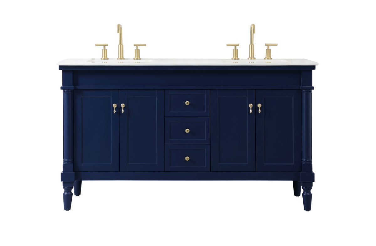 60 inch double bathroom vanity in blue