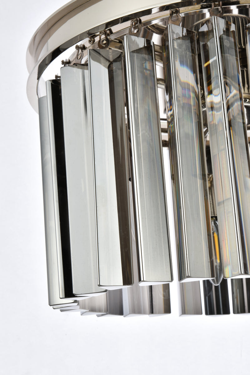 Sydney 3 light polished nickel Pendant Silver Shade (Grey) Royal Cut Crystal