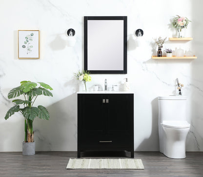 30 inch Single bathroom vanity in black with backsplash